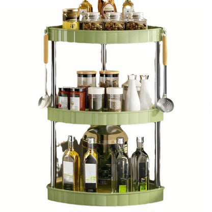 Multi-Tier Corner Kitchen Organizer - Space-Saving Plastic Storage Rack for Seasonings & Essentials