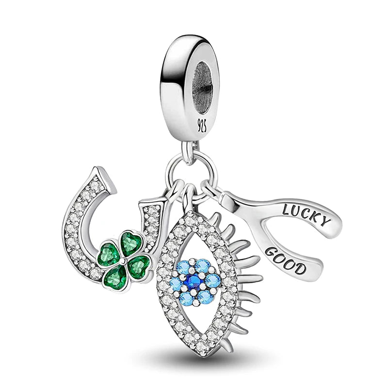 925 Sterling Silver Small Fresh Four Leaf Clover Series Charms Bead Diy Bracelet Necklace Making Gift Of High Quality Jewelry