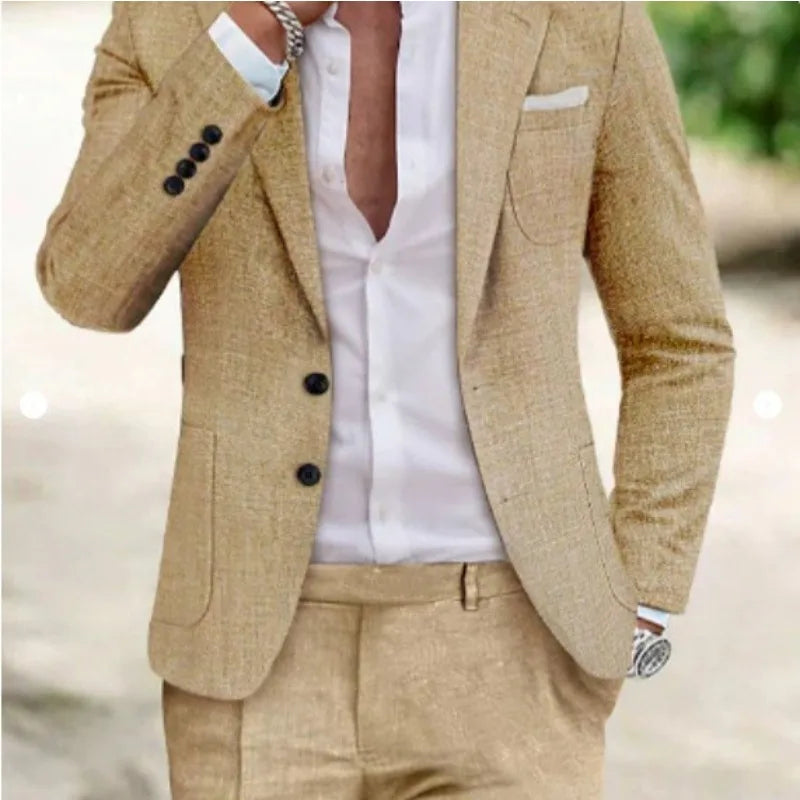 2025 Spring New Men Digital Print Casual Suit Set Jacket Pants Two Piece Cross Border Trade