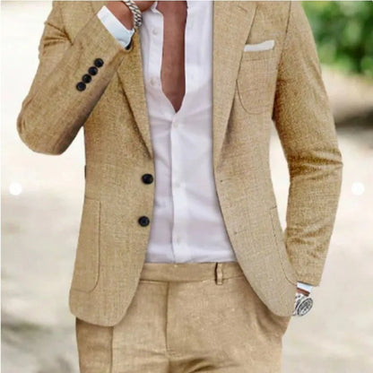 2025 Spring New Men Digital Print Casual Suit Set Jacket Pants Two Piece Cross Border Trade