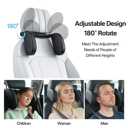 Ergonomic Car Side Sleep Pillow, Durable PVC Leather Memory Foam Headrest Pillow, All-Season Comfort Pillow for Travel Napping R