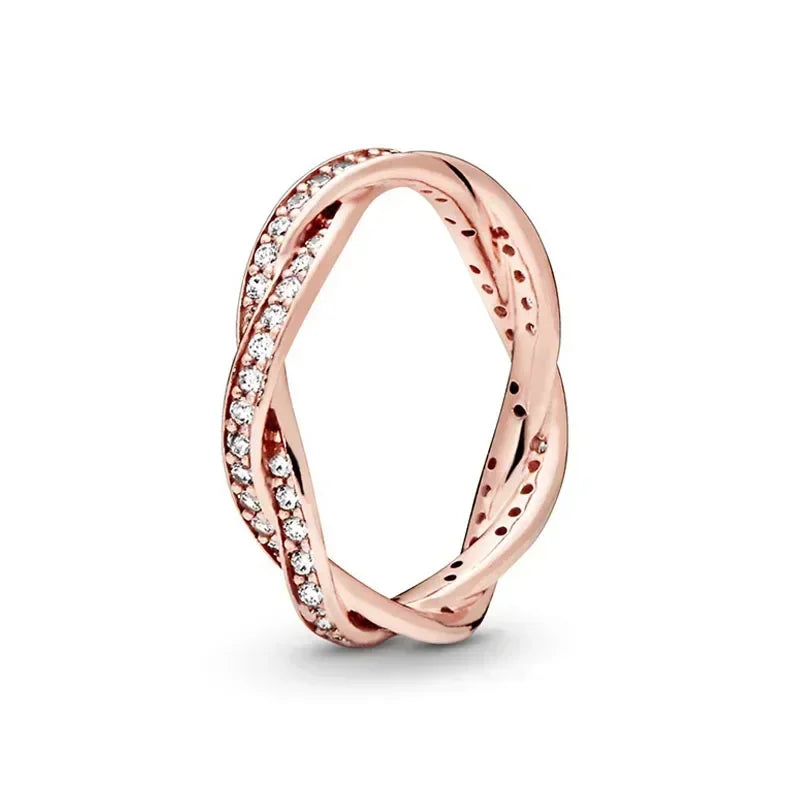New 925 Sterling Silver Rose Gold Ring Hot Selling, Sparkling, Fashionable and Charming Crystal Ring, Women's Birthday Jewelry