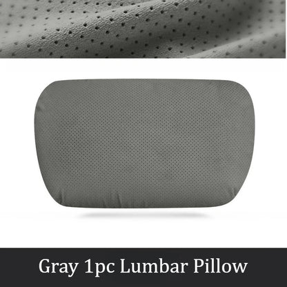 Breathable Suede Car Seat Headrest and Lumbar Pillow Adjustable Height Premium Fabric for Comfort and Stress Relief