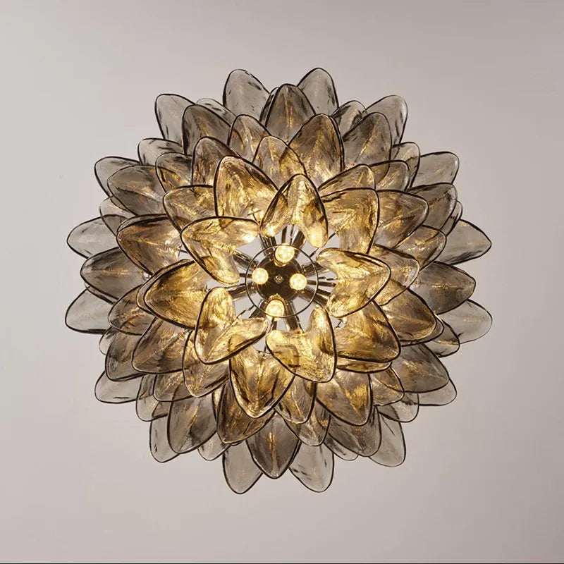 Murano Gray Glass Artistic Shell Design Indoor Led Chandelier Lamps For Bedroom Living Dining Room Home Decor Lighting