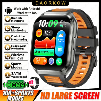 New Smart Watch Man 1000mAh Long Standby Outdoor Smartwatch Men IP68 Waterproof Heart Rate Sport BT Call Big Battery Smart watch