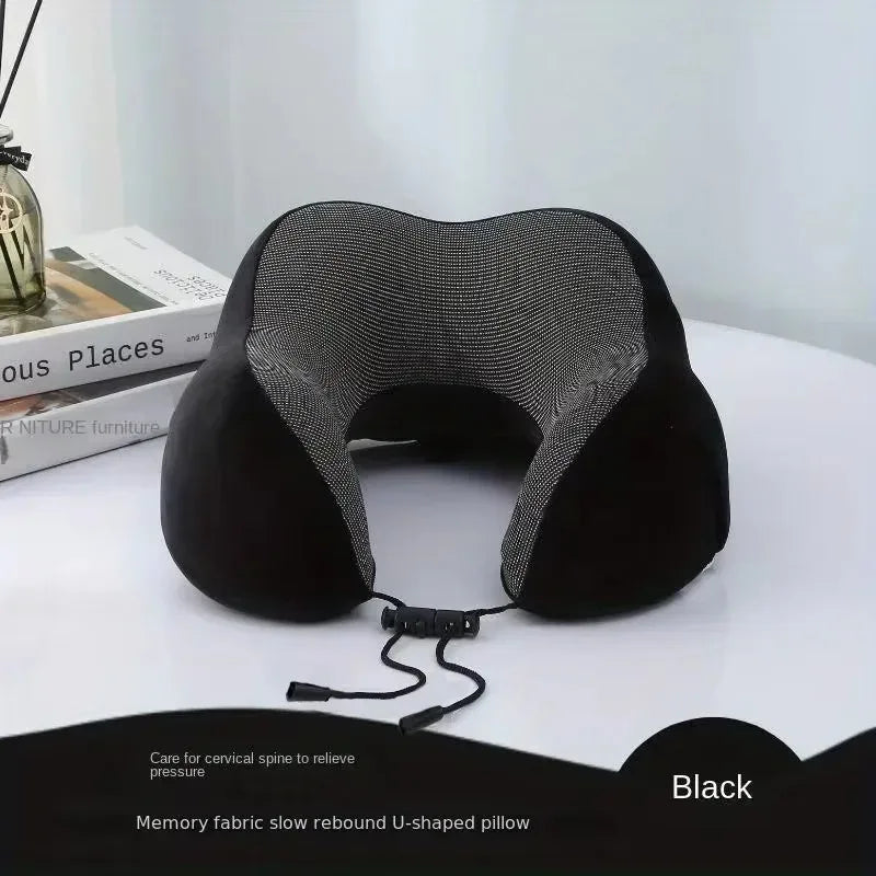 New Memory Cotton U-shaped Neck Pillow Massage Function Soft Travel Companion Suitable for Airplane Car and Neck Support