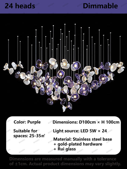 BOSSEN Light Luxury Dimmable Green Crystal Glass Chandelier Pendant Light White Gold Stainless Steel for Living Room decor
