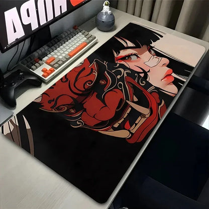 Grimace Cool Girl Leather Desk Pad Mouse Protector Large Small Mouse Pad Home Office Game Desk Mat PU Leather Pc Laptop Desk Mat