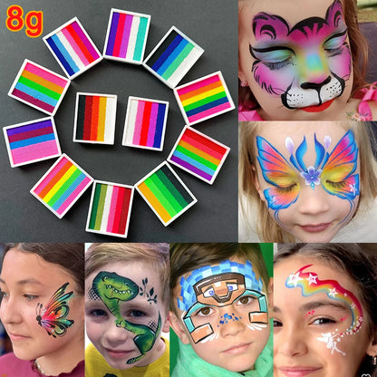 UV Glow-in-the-Dark Rainbow Water Activated Face Body Paint Fluorescent Neon for Masquerade Halloween Christmas Music Festival