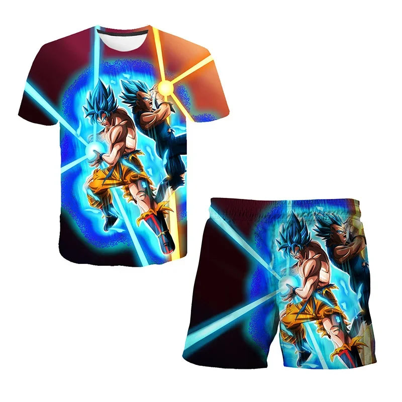 Fashion Dragon Ball Z Tshirt Set Kids Vegeta Boys Clothes Girls Mens Women T-shirt Suit Trucksuit Clothes 3d Goku Short Sleeve
