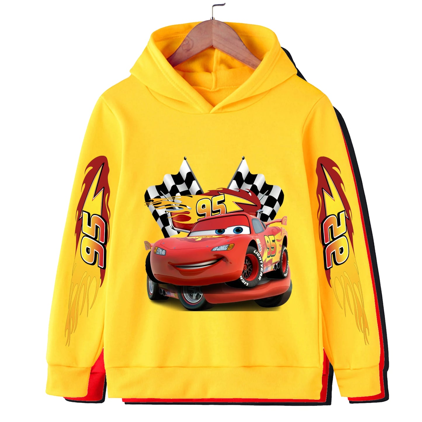 Fall and winter new sweatshirts Disney car kids lightning McQueen cartoon print kids hoodie pants anime kawaii boys and girls