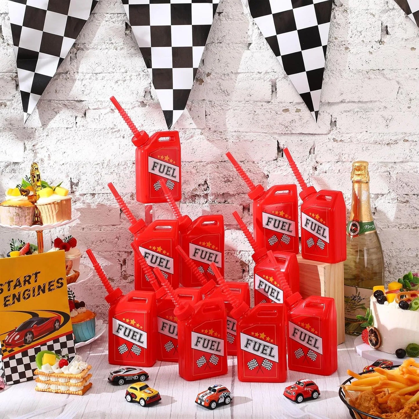Race Car Cups, Drinking Cups with Straw Race Car Birthday Party Supplies Party Decorations for Kids Racing Car Theme