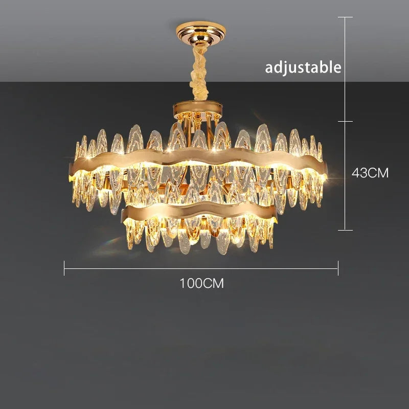 Living Room Luxury Crystal Chandeliers Modern Island Lighting Golden Lobby Decorative Lights