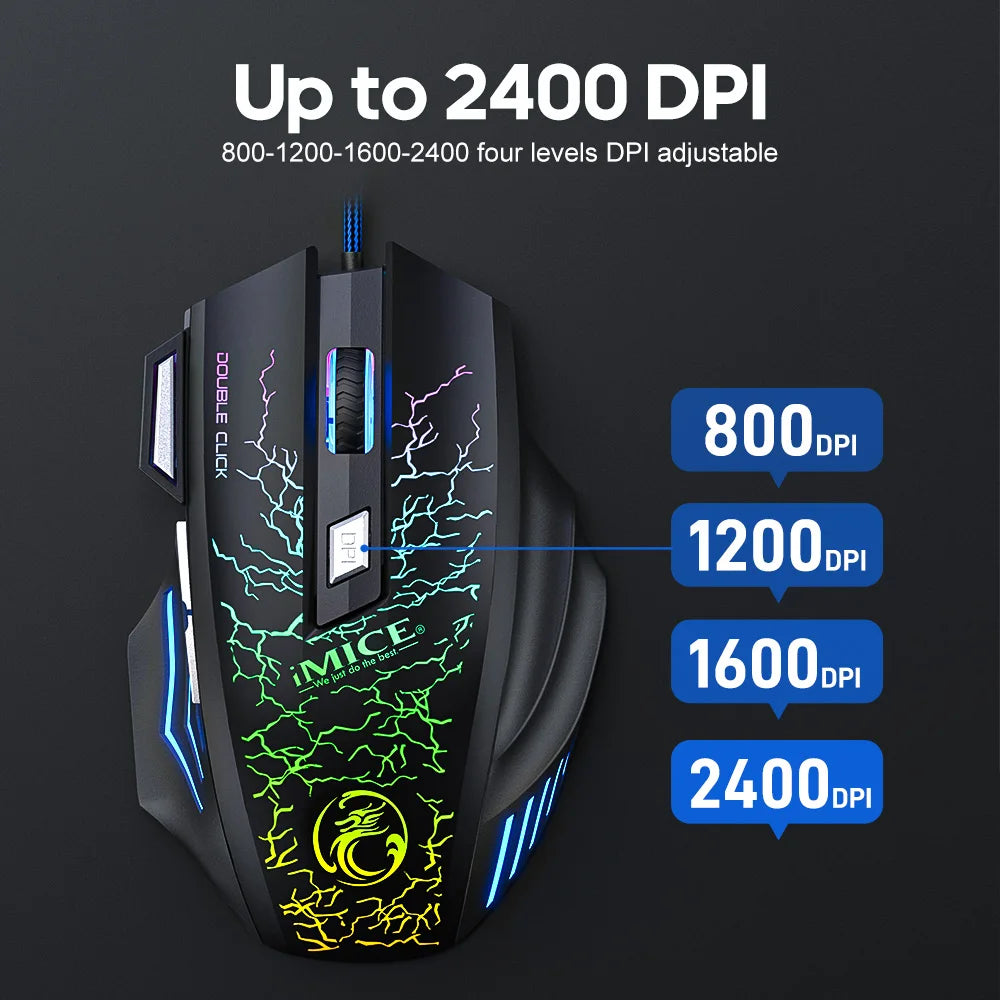 Backlit Wired USB Gaming Mouse High Precision Computer Mice For Home Office Laptop Computer Gamer Win7/8/10/11 Mac OS X 2400 DPI