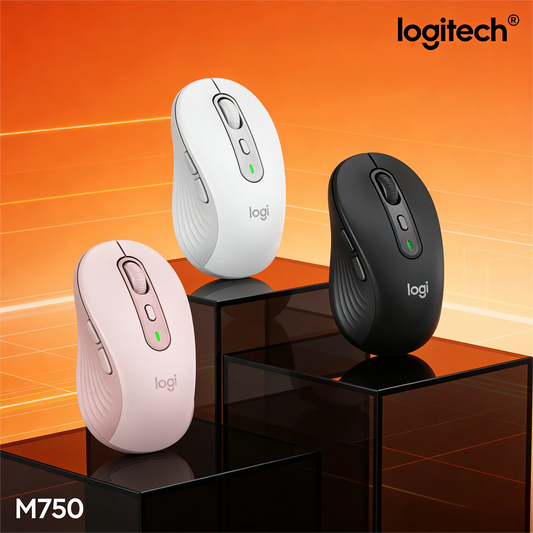 Logitech M750 Wireless Mouse Silent Click, Bluetooth/2.4GHz, Ergonomic, Multi-Device, Compatible with PC Laptop Office Home