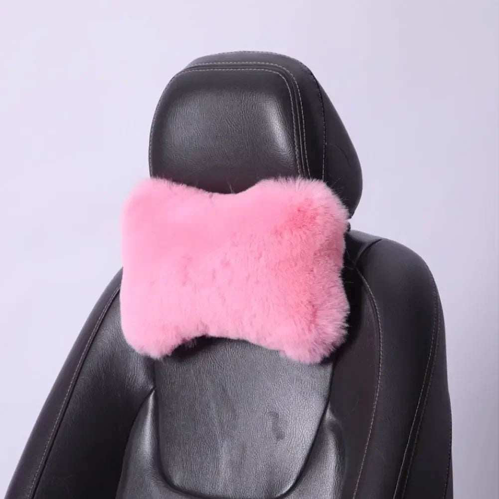 Winter Car Seat Neck Rest Pillow Plush Car Headrest Plush Cushion Warmth and Comfort Universal Lumbar Pillow Support Accessories