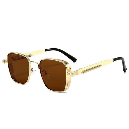 Punk Sunglasses Men Driving Sunglasses Retro Spring Leg Driving Outdoor Sports Metal Rectangular Decorative Glasses Women UV400