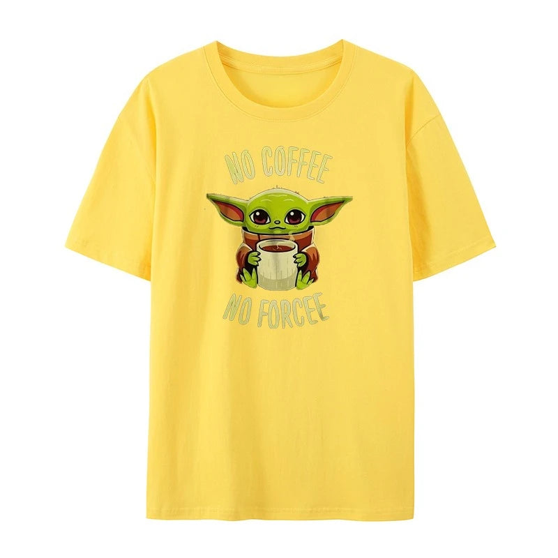 2025 Summer Cotton T-Shirt Marvel Yoda Baby Short Sleeve Loose and Versatile for Men and Women