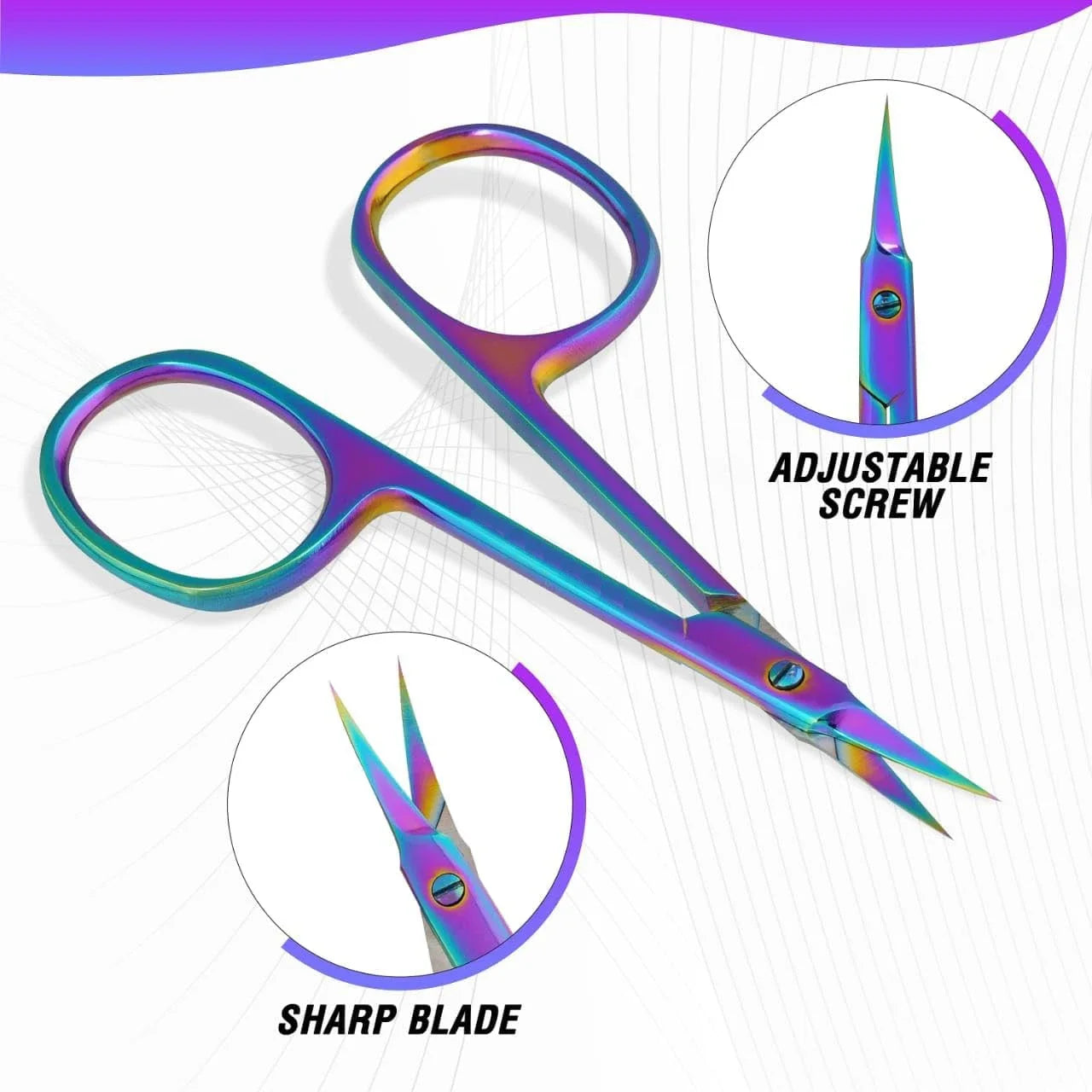 Ultra Fine Cuticle Scissors, Curved Blade Nail Clippers, Eyebrow & Eyelash Trimming Scissors for Manicure and Pedicure