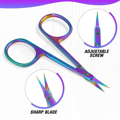 Ultra Fine Cuticle Scissors, Curved Blade Nail Clippers, Eyebrow & Eyelash Trimming Scissors for Manicure and Pedicure