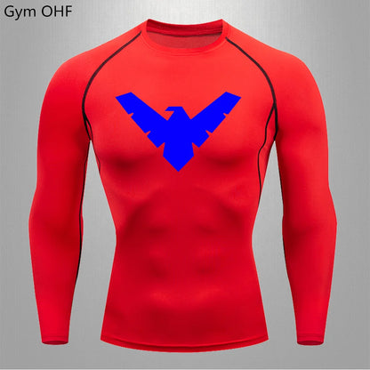 Compression Nightwing Print Tops For Men T Shirt Rashguard Jiu Jitsu Gym Fitness Running Train   ing Shirts Jersey Short Sleeved