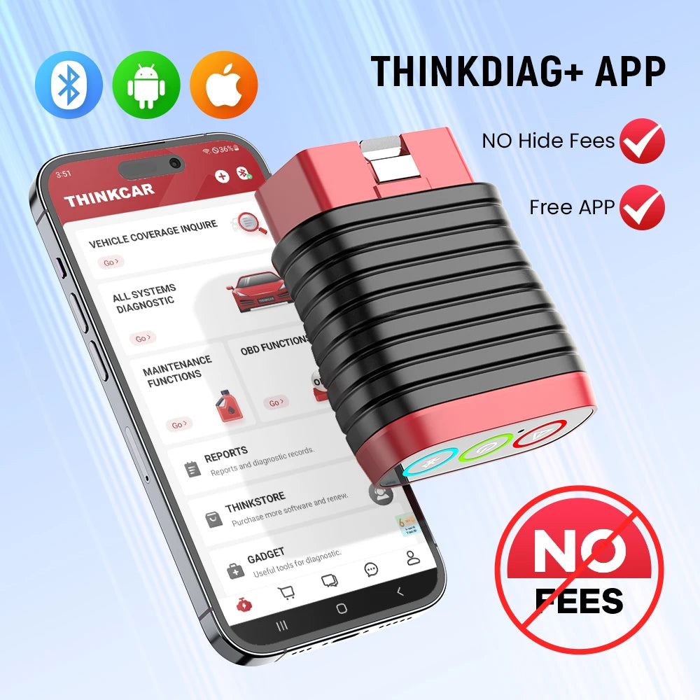 THINKCAR BD6 OBD2 Scanner Full System Diagnostic OIL IMMO ETS BLEED Brake Reset Lifetime Free All Auto Car Via THINKDIAG APP