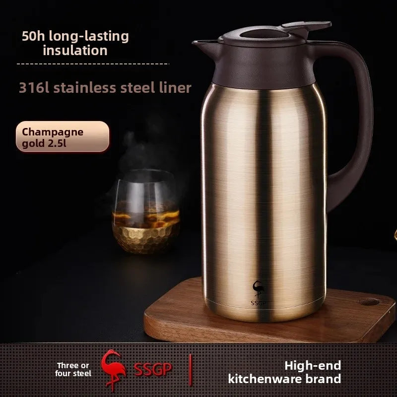 German Three Four Steel 316 Stainless Steel Insulated Tea Pot Home Use Steaming Tea Pot Insulated Water Pot Hot Water Bottle