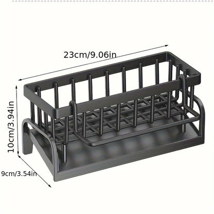 1 Set Durable Sponge Drain Rack Dish Box Kitchen Organizer with Brush Detergent Holder Sink Faucet Rack for Home Bathroom