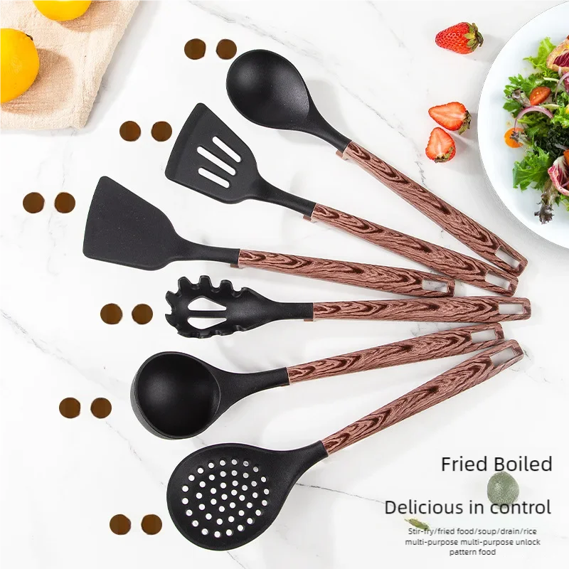 7Pcs Silicone Cooking Utensils Set For Non-stick Cookware Black Kitchen Cuisine Outils Cookware Heat Resistant Accessoires