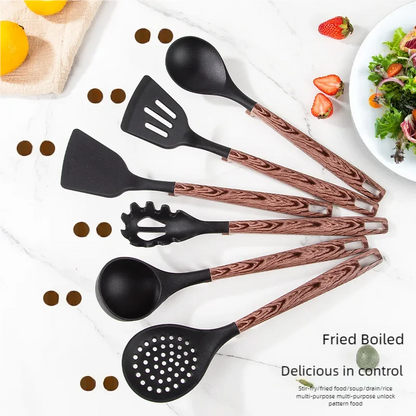 7Pcs Silicone Cooking Utensils Set For Non-stick Cookware Black Kitchen Cuisine Outils Cookware Heat Resistant Accessoires