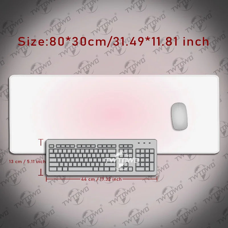Mouse Pad White Pink Gamer printon demand New Mousepad XXL Mechanical Keyboard Pad Natural Rubber Office Non-Slip Soft Table Mat