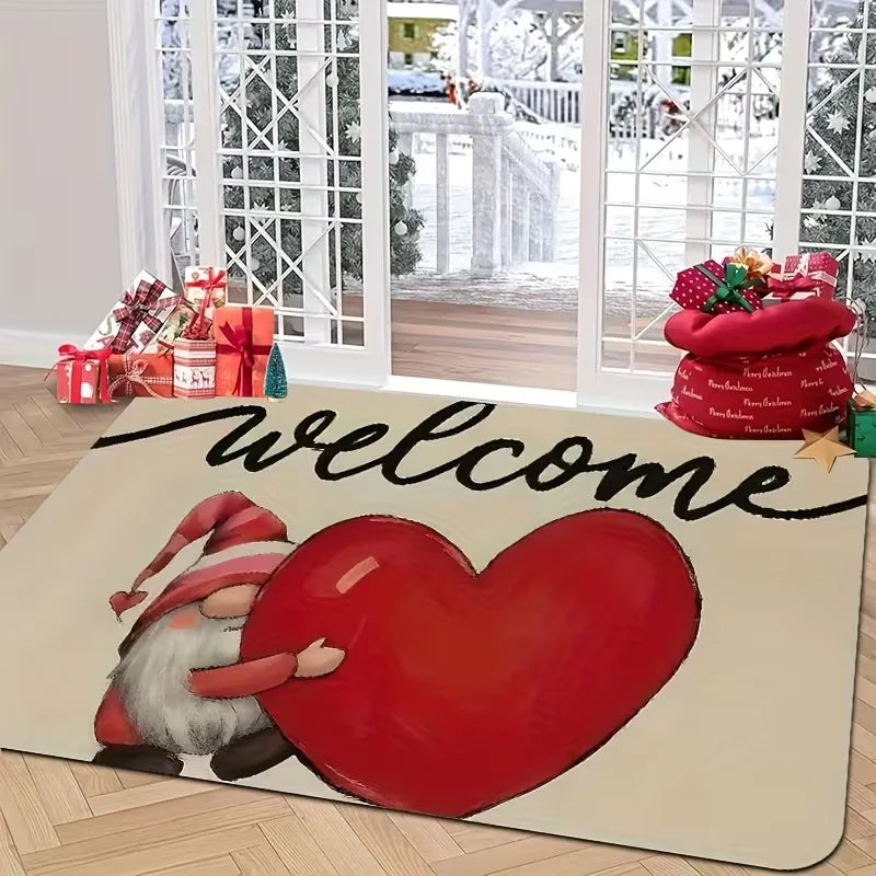 Valentine's Day Love Heart Gnome Doormat Non-Slip Rugs for Living Room Bedroom Kitchen Mat Machine Washable Home Decor Carpet