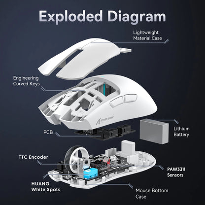 ATTACK SHARK X11SE Wireless Gaming Mouse 63g Lightweight Tri-Mode Bluetooth Wired PAW3311 22000 DPI for Office & Home Use