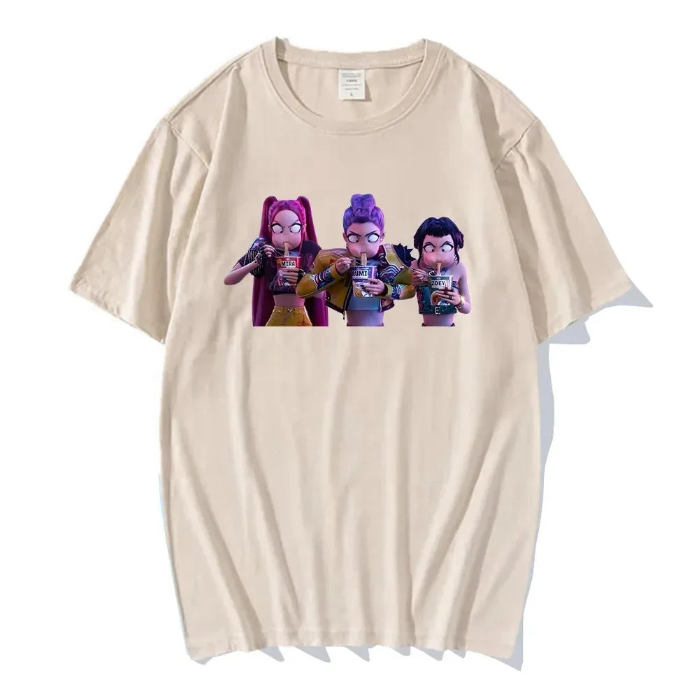 KPop Demon Hunters Tshirts Summer  Female Male  T-shirt Streetwear Hip Hop Fashion Casual T Shirt Tees