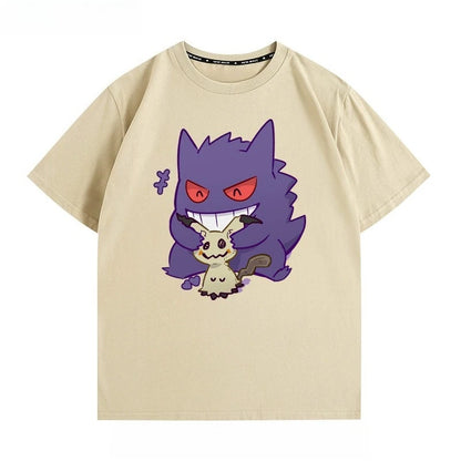 Pokémon Peripheral Clothes Gengar Cartoon Couple Wear Short-sleeved Top Men and Women Summer Animation Peripheral Joint T-shirt