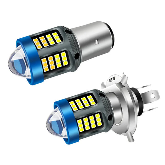 H4 H6 BA20D LED Motorcycle Headlight LED CSP Dual Color White Yellow Hi Lo Beam Lens Fog Lamp for Motobike Scooter Running Light