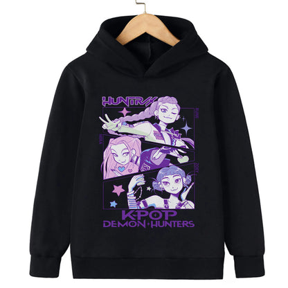 2025 Movie KPop Demon Hunters Cartoon Girls Boys Hoodies Children's Korean Wave Print Fashion Casual Tops Casual Girls Clothing