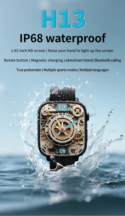 2025 New Smart Watch Women 1.85 inch Screen Customized Dial IP68 Waterproof Smart Watch Men Bluetooth Talk Fashion Bracelet
