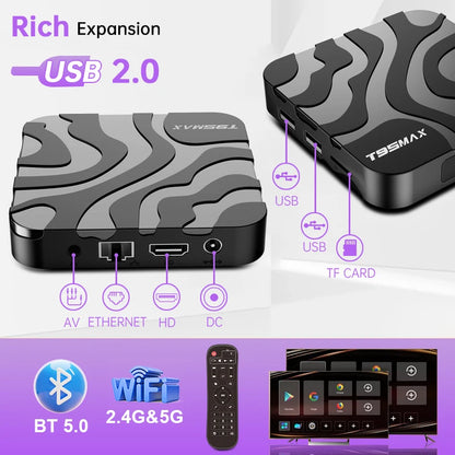 T95 MAX Allwinner H618 Smart TV Box Android 12 2.4G/5G Dual Wifi Quadcore 8GB16GB32GB64GB 8K Ultra HD Media Player Set Top Box