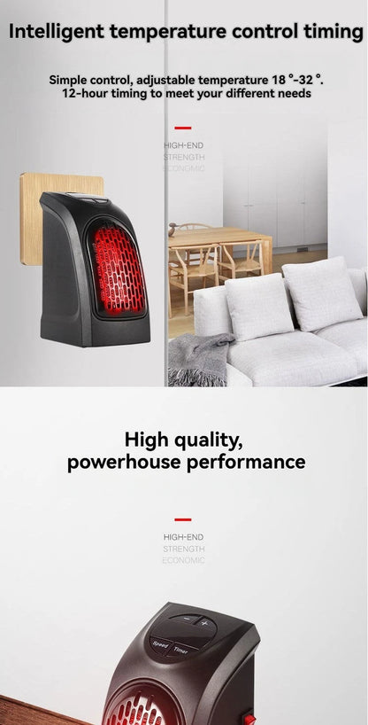 Portable Electric Heater, Wall Plug-In Room Heater, Mini Radiator Fan Warmer, Ideal Heating Appliance for Home