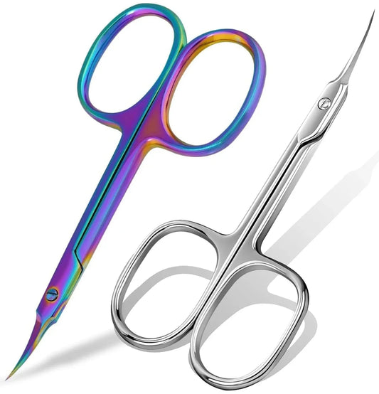 Ultra Fine Cuticle Scissors, Curved Blade Nail Clippers, Eyebrow & Eyelash Trimming Scissors for Manicure and Pedicure