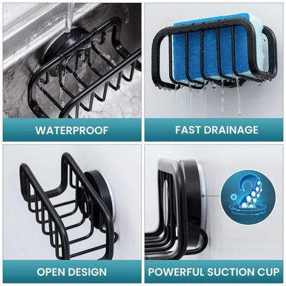 TAILI Sponge Holder for Kitchen Sink Organizer with Suction Cup Rustproof Sink Caddy for Sponges Removable Kitchen Sponge Holder