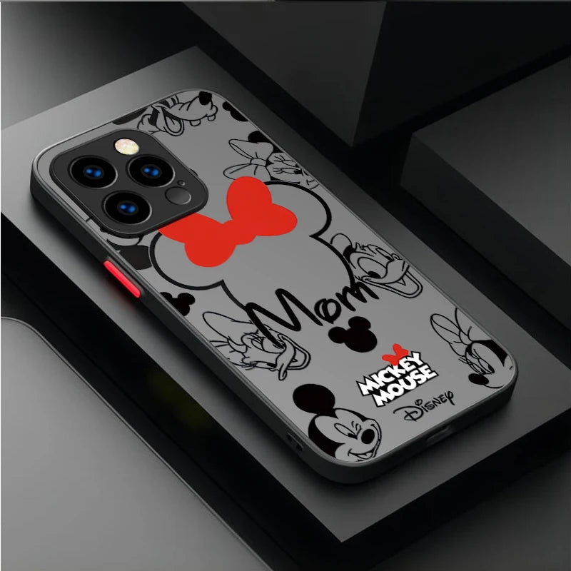 Disney Mickey and Minnie Logo Hard Phone Case For iPhone 17 Air 15 16E 16 14 13 12 11 Pro Max XR 7 8 Plus SE 2020 Bumper Cover