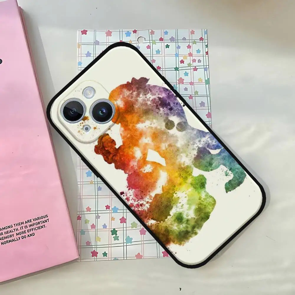 Beauties Beasts Rose Princess Art Print Phone Case For IPhone 1716 15 14 13 Pro Max 11 12 Mini X Xs XR Black Silicone Cover