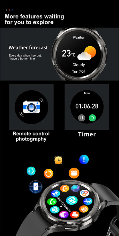 2025 New Smart Watch 6 Classic Smart Watch Fashion Men Sports Fitness Waterproof Heart Rate AMOLED HD Bluetooth Call Smartwatch