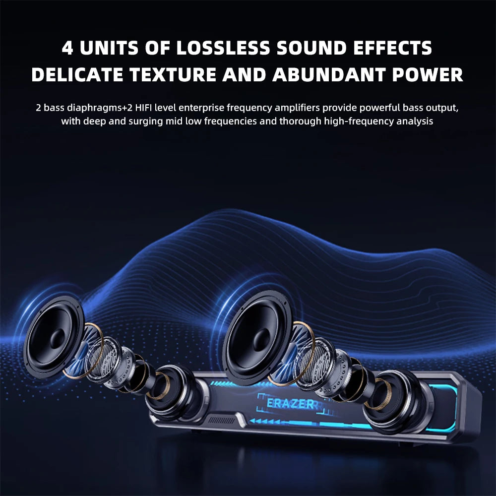 Lenovo Wired Bluetooth Speaker RGB Colorful Abyss light Effect Dual Speakers Dual Bass Diaphragm HIFI Stereo Surround Sound W108