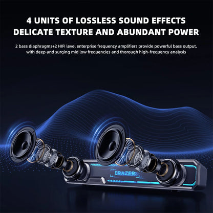 Lenovo Wired Bluetooth Speaker RGB Colorful Abyss light Effect Dual Speakers Dual Bass Diaphragm HIFI Stereo Surround Sound W108