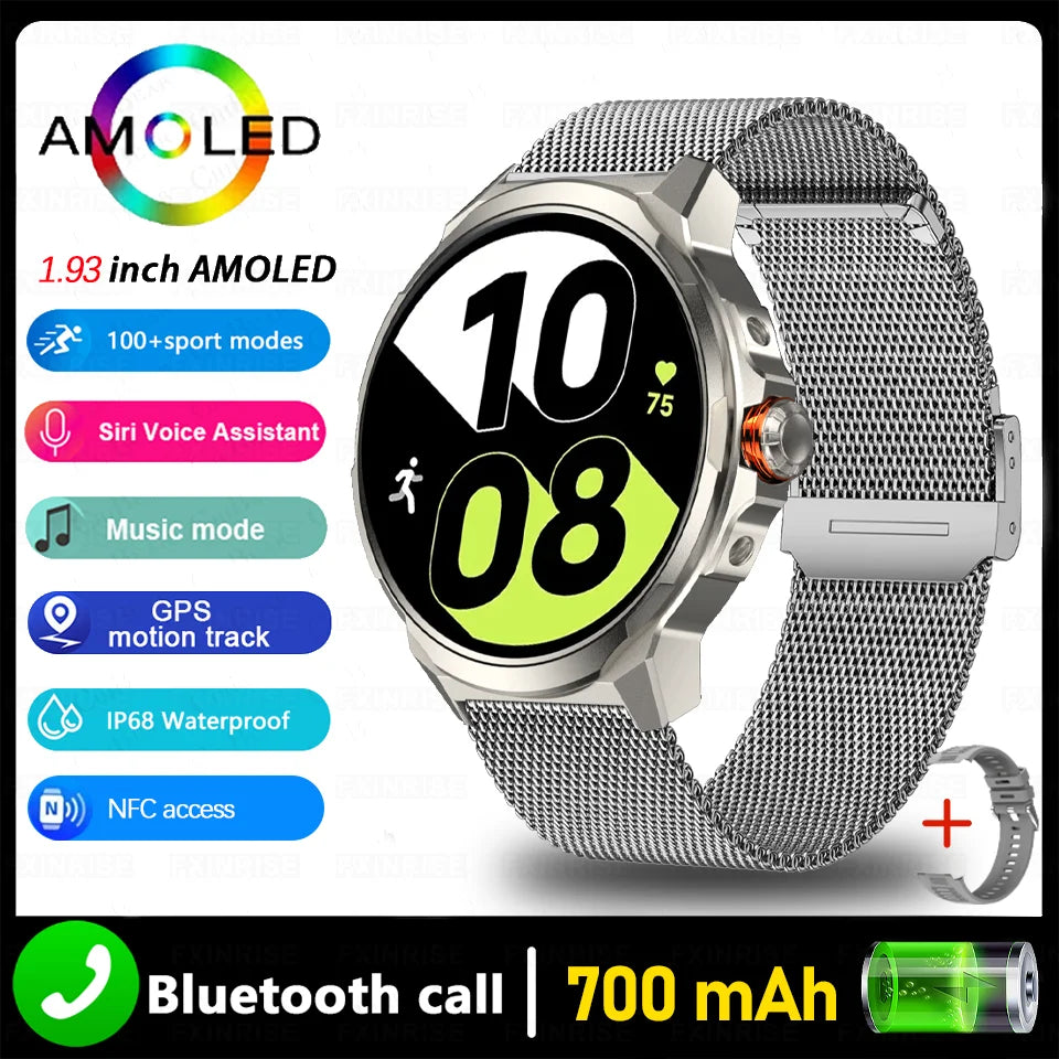 [New 2026] SK50 NFC 1.93 inch Smart Watch Ultra HD AMOLED Display Voice Calling 100+ Sports Modes 24H Health Monitor Smartwatch