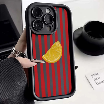 Lemon Cool Stripe Pattern Phone Case for iPhone 17 16 Pro Max 15 14 13 12 11 XS X XR 7 8 Plus SE 2022 17Air 16E Shockproof Cover