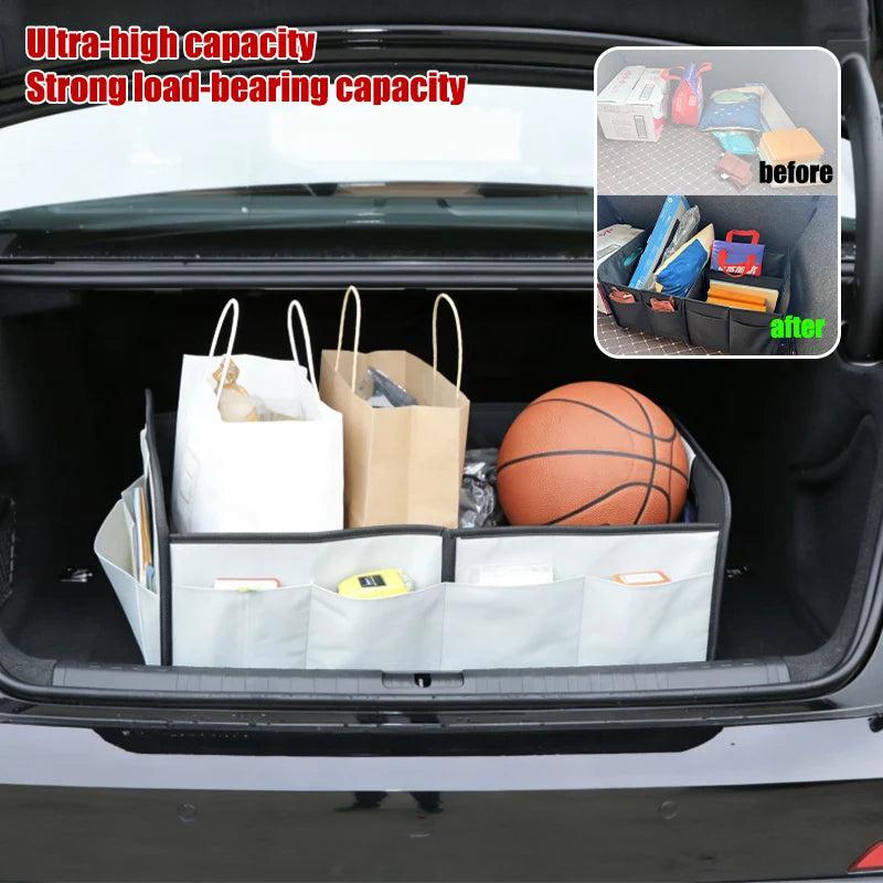 Car Trunk Organizer with Reinforced Handles Collapsible Car Organizers and Storage Waterproof Polyester Trunk Organizer